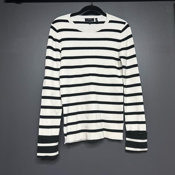 Theory Striped Crewneck Pullover Cuff Sleeve M - Picture 2 of 6